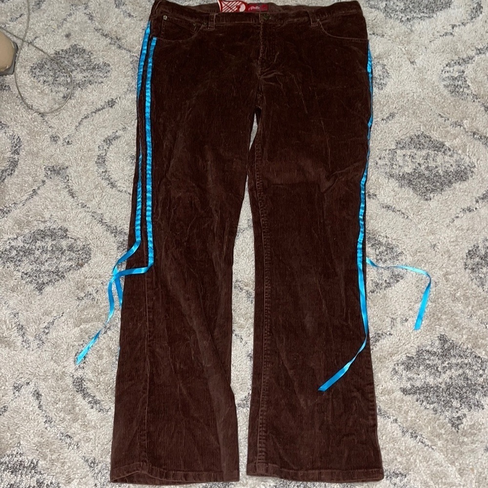 Vintage Boho Stretch Corduroy Pelle Pelle Ribbon Pants - Picture 2 of 11